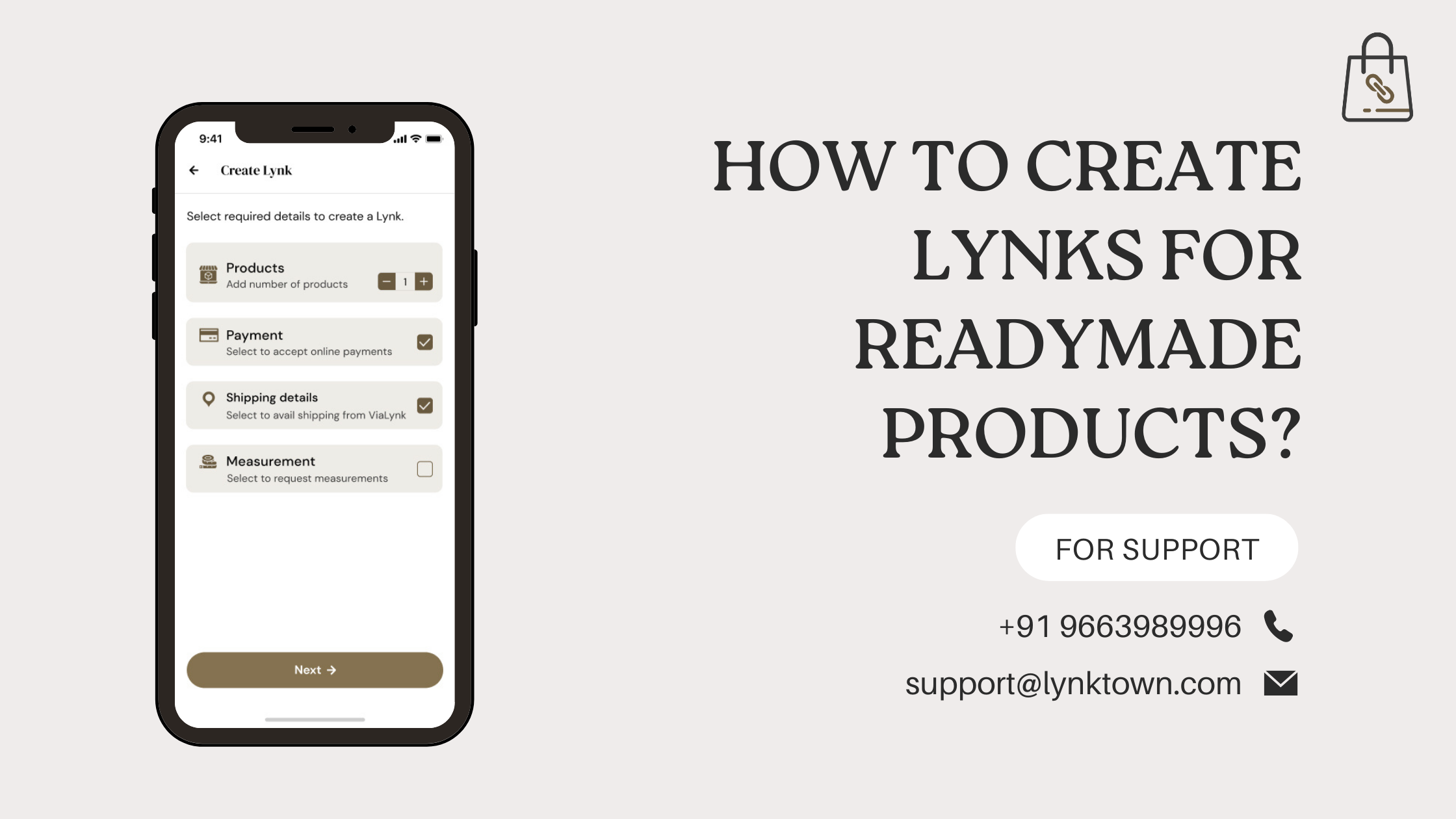 How to create a Lynk for readymade products?
