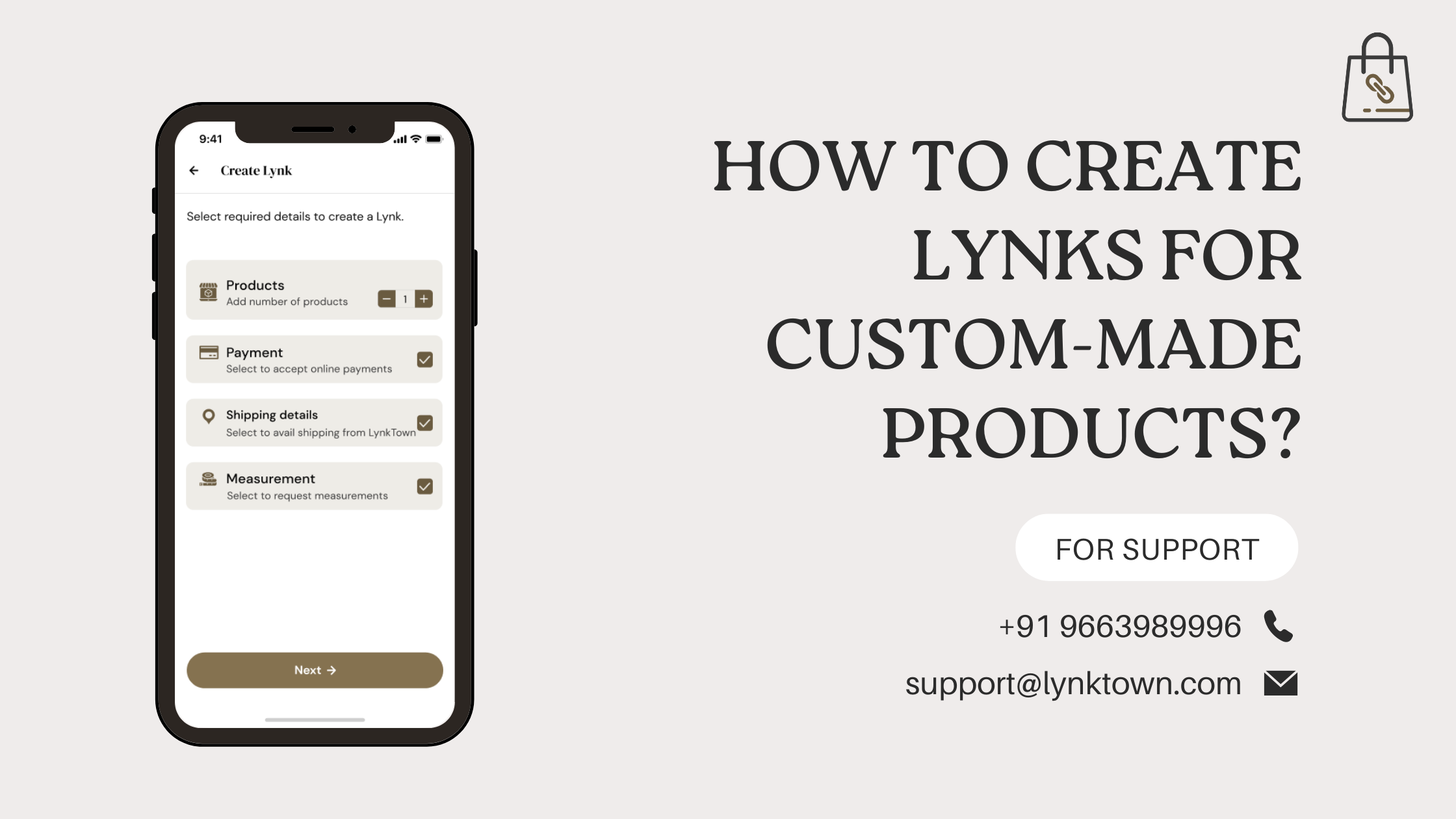How to create a Lynk for custom-made products?
