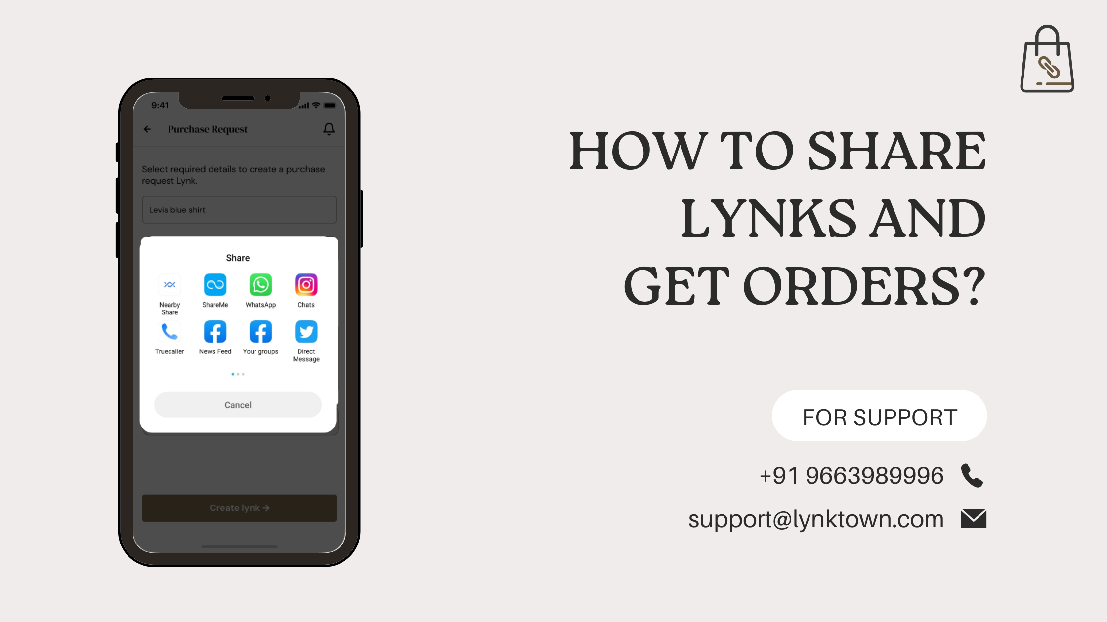 How to share Lynk and get orders?